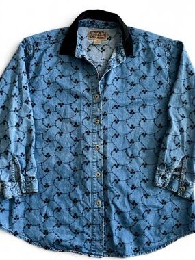 Tantrum Blues Embroidered Denim Shirt | Women’s 1X
